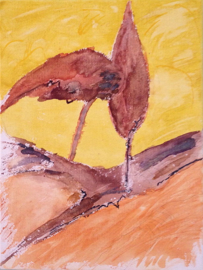 Toskana, Aquarell auf Leinwand