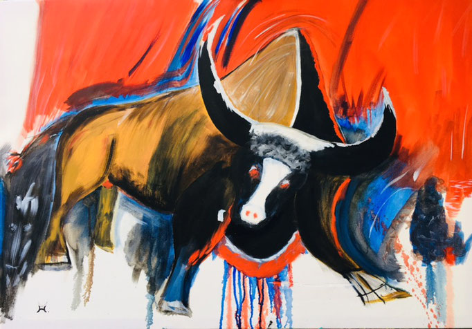Stier, 70cm x 100cm, Öl