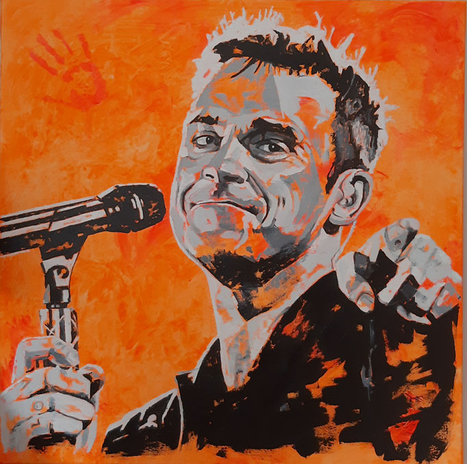 Robbie Williams l 90x90 cm l Öl & Acryl auf Leinwand