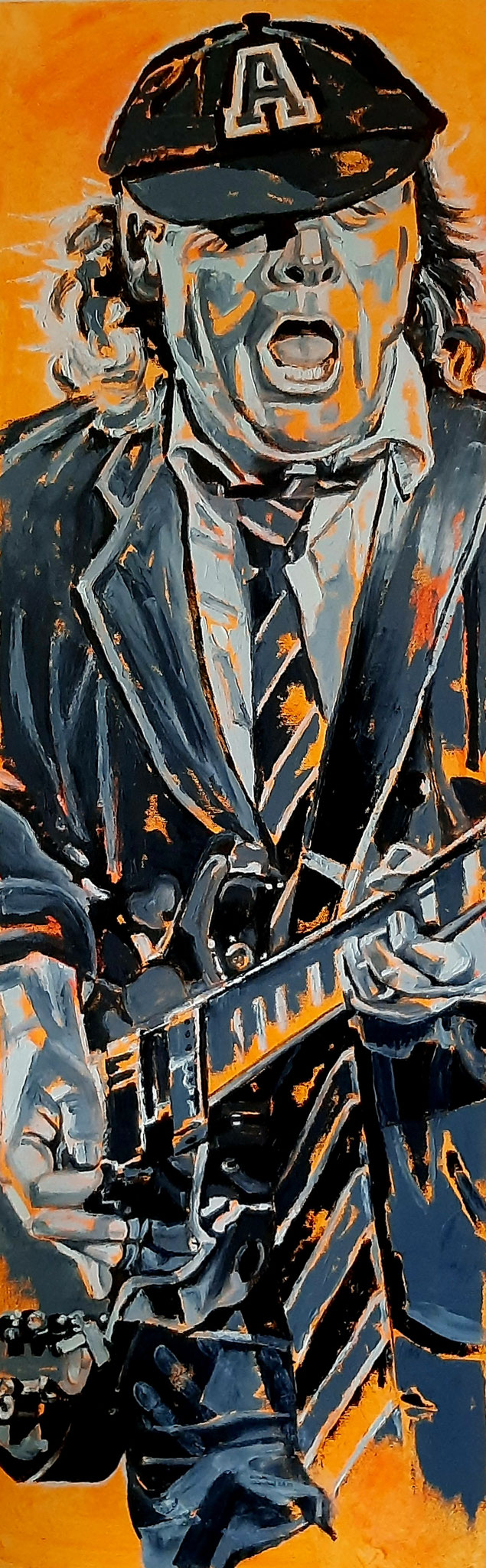 Angus Young l 35x110 cm l Öl & Acryl auf Leinwand