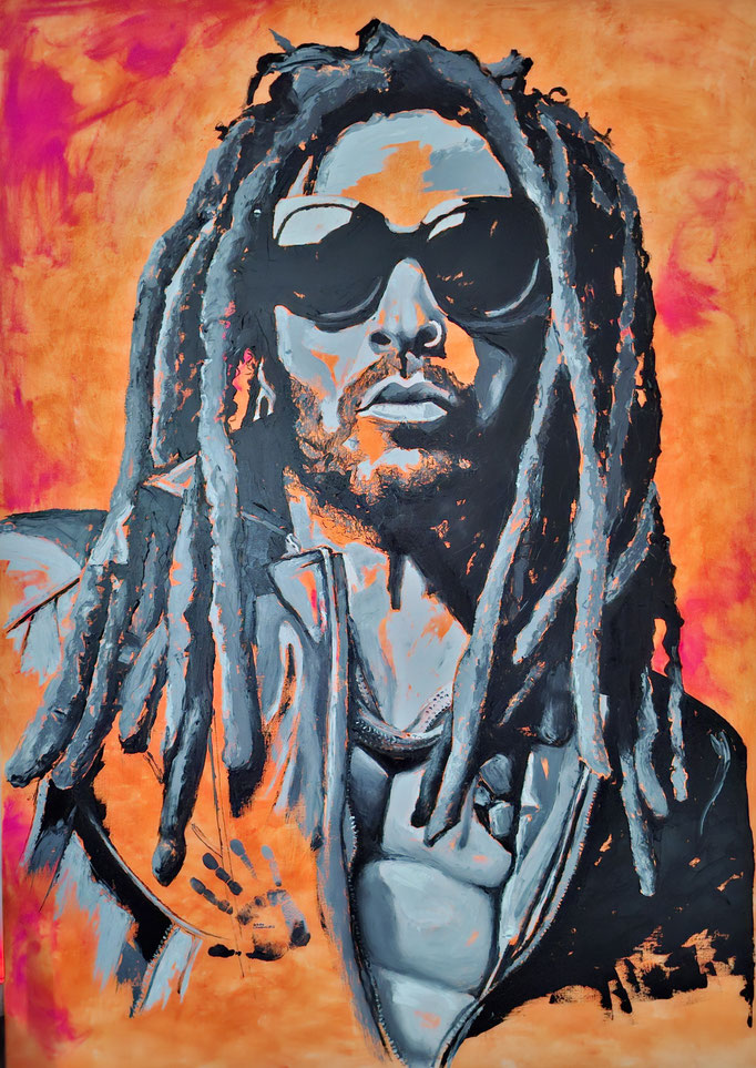 Lenny Kravitz l 100x140 cm l Öl & Acryl auf Leinwand