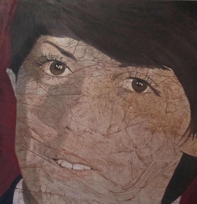 Autoritratto in forma di Beatle, olio su tela, cm 100x100, 2014