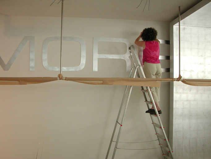 Schrift Versilberung