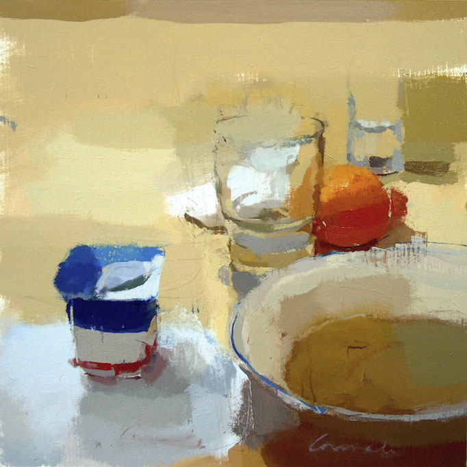 Yogurt y naranja.  25x25 cm.