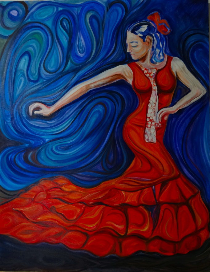Bailarina de flamenco / Óleo sobre lienzo/ 90 x 70 cm /2018