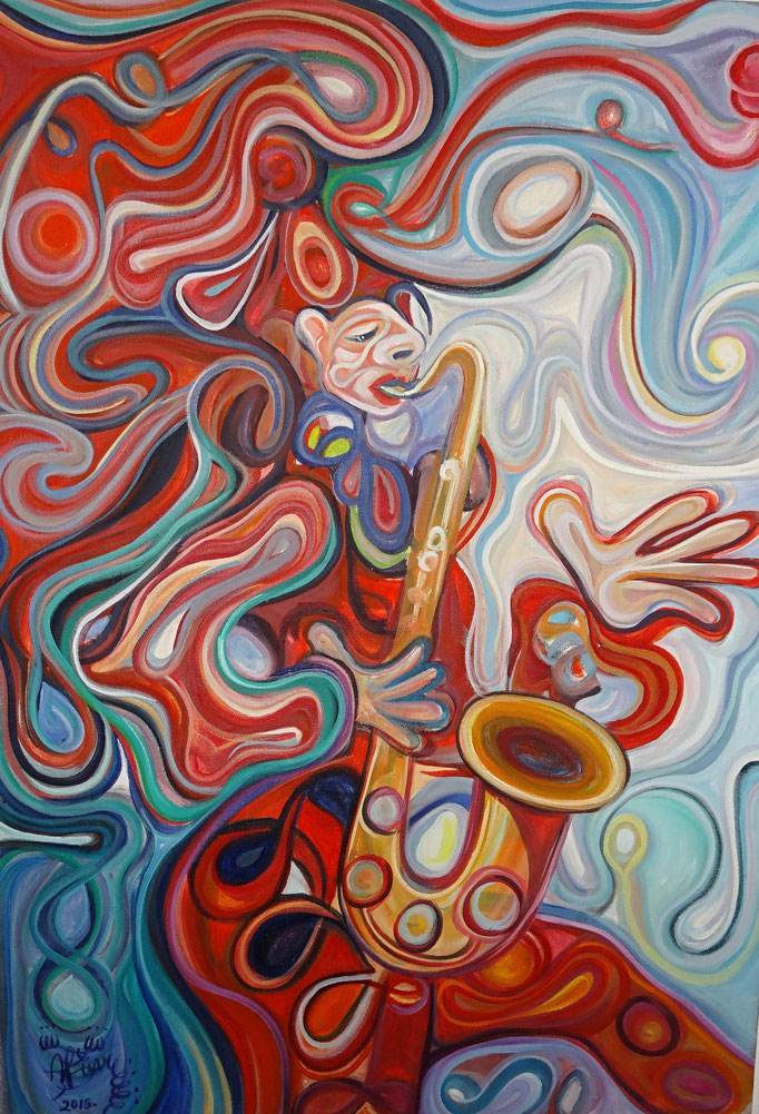 Saxofonista / Óleo sobre lienzo / 90 x 70 cm / 2015