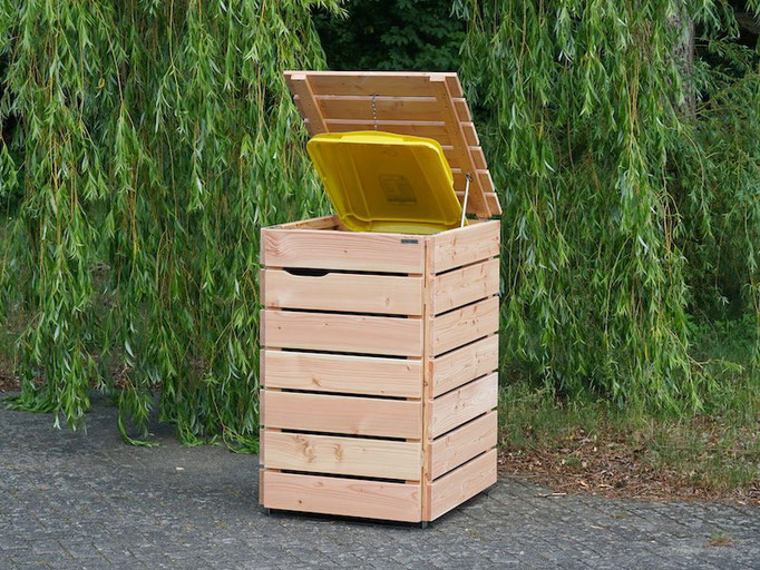 1er Mülltonnenbox / Mülltonnenverkleidung Holz 240 L, Oberfläche: Natur