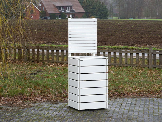 Pflanzkübel Holz L mit Sichtschutz, Länge: 70 cm, Höhe: 200 cm, Oberfläche: Weiß