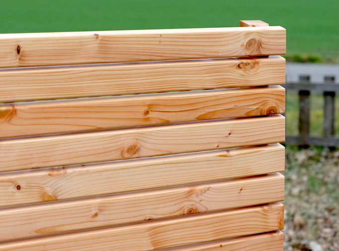 Pflanzkasten Holz mit Sichtschutz, Länge: 112 cm, Höhe: 180 cm, Oberfläche: Natur Geölt