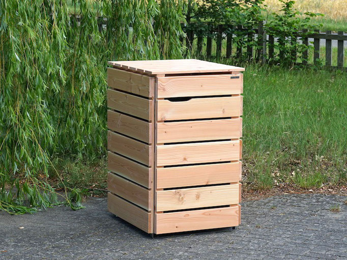 1er Mülltonnenbox / Mülltonnenverkleidung Holz 240 L, Oberfläche: Natur