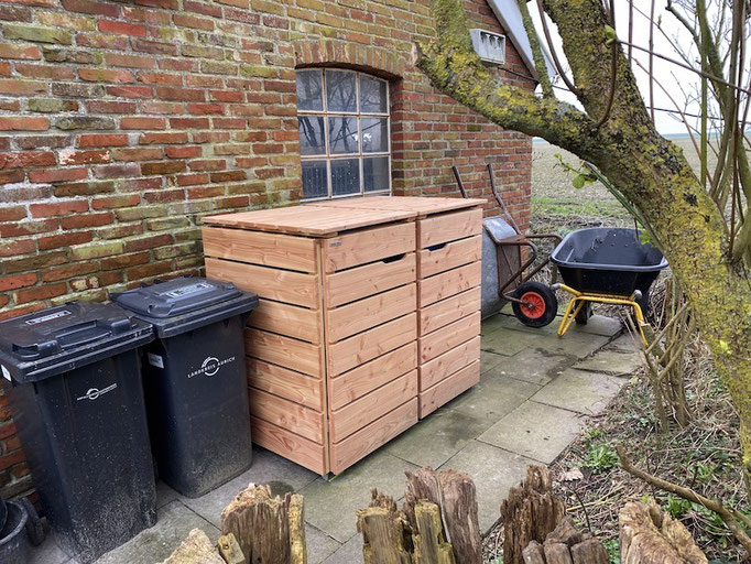 2er Mülltonnenbox / Mülltonnenverkleidung für große & kleine Mülltonnen, Oberfläche: Natur