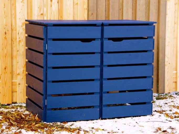 2er Mülltonnenbox / Mülltonnenverkleidung Holz, Oberfläche: Royalblau