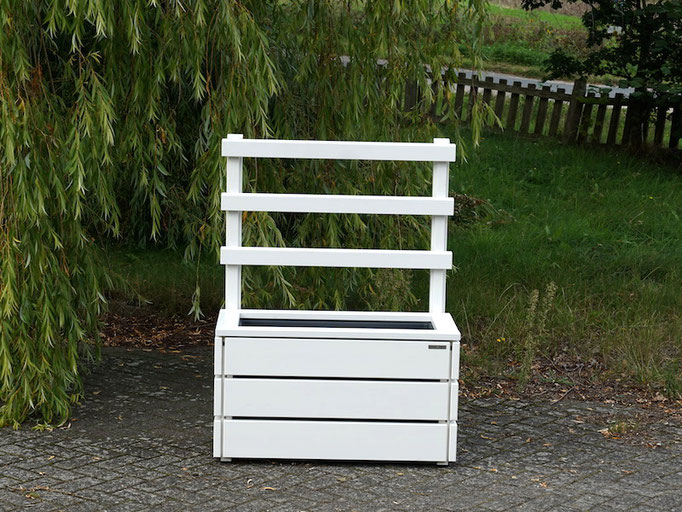 Pflanzkasten Holz M mit Rankgitter / Spalier, Maße: 92 x 48 x 120 cm, Oberfläche: Weiß