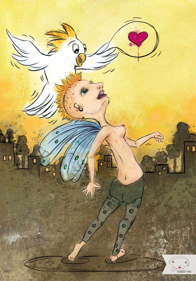 Punk mit Vogel | Wandkunst | drawthisinyourstyle
