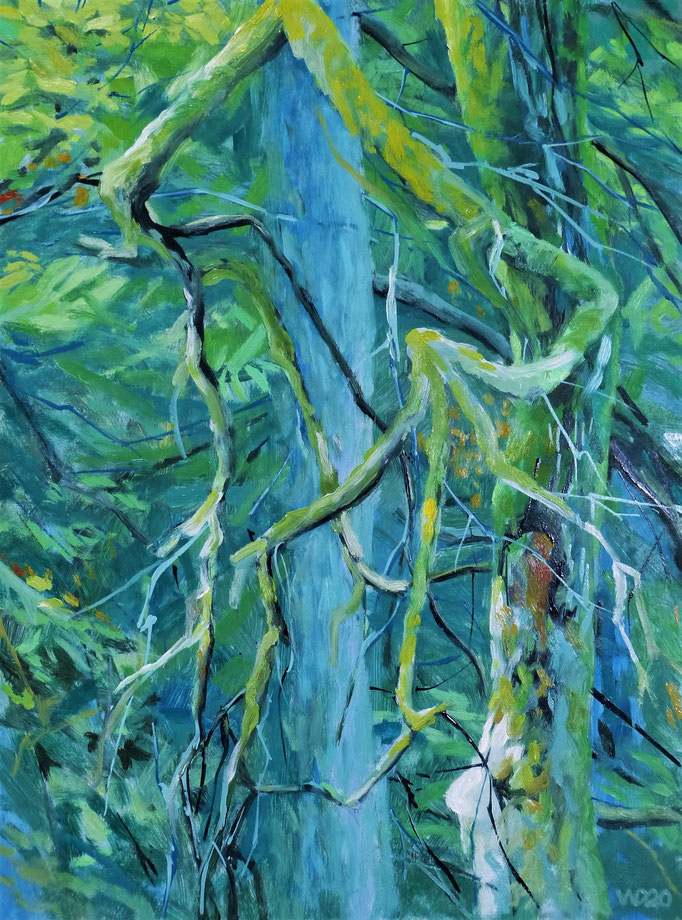 Die Äste - 45 x 60cm  Ölfarbe, 3mm MDF-Platte  160.00€