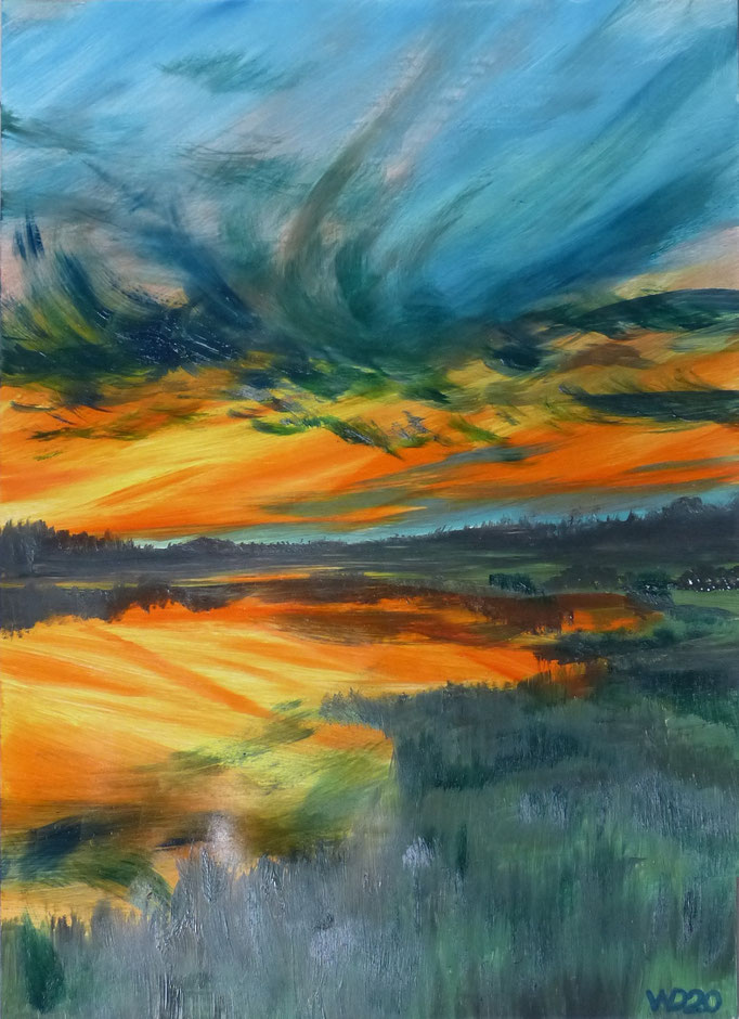 Sunset 33 - 24 x 33 cm  Ölfarbe auf Papier   45.00 €