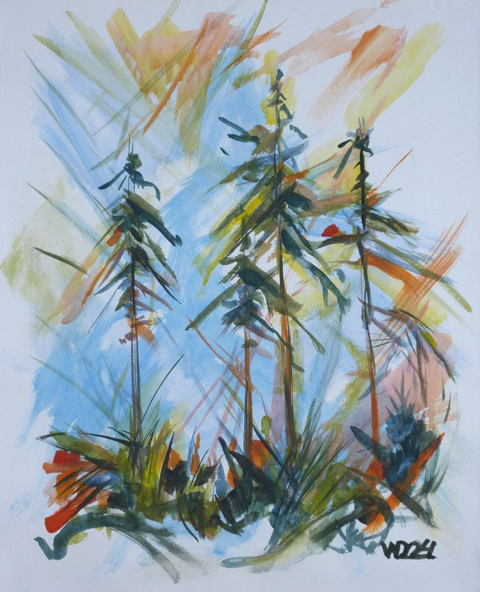 4 Fichten - 44 x 54 cm   Acrylfarbe auf Leinwand  50.00 €