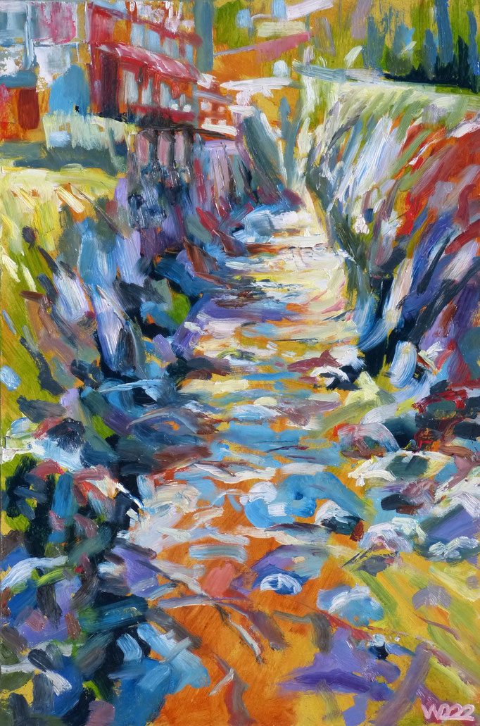 Bach - 40 x 60 cm  Ölfarbe, 3mm MDF-Platte  90.00€