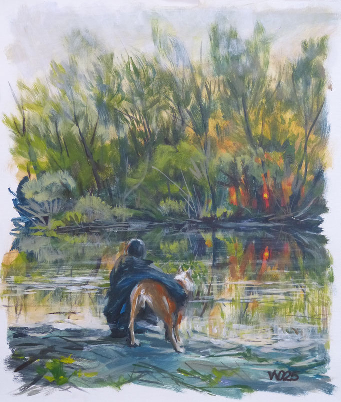 Freundschaft - 46 x 55 cm Acrylfarbe auf Leinwand  150.00 €