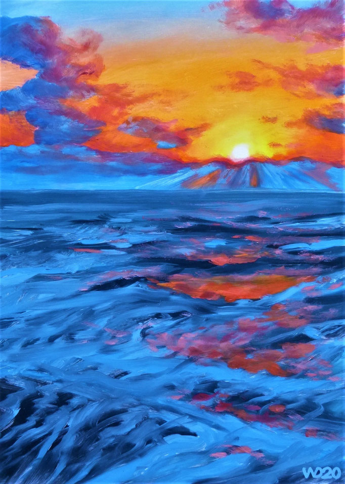 Sunset 34 - 24 x 33 cm  Ölfarbe auf Papier   45.00 €