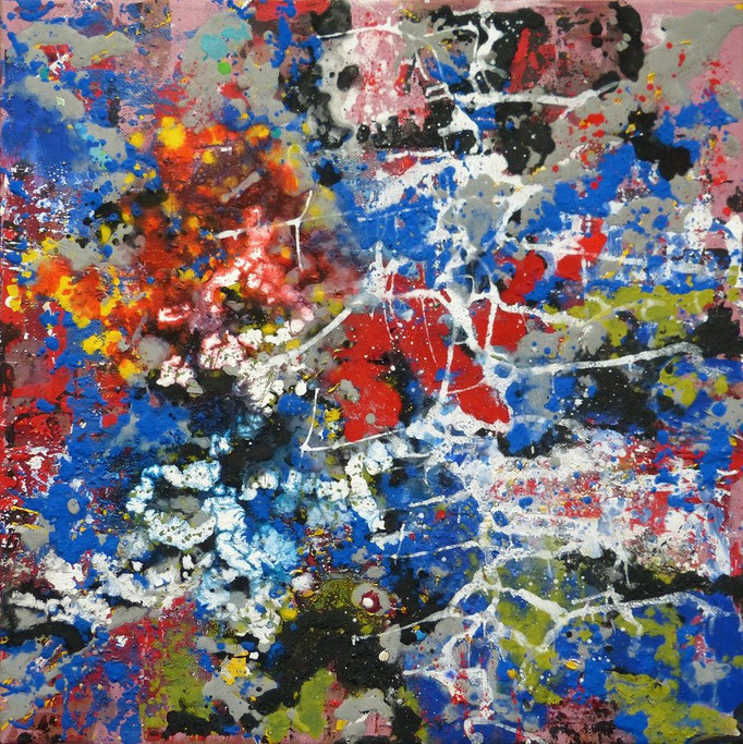 DIE BLAUGLUT  - 80 x 80cm  Acrylfarbe, Strukturpaste, Schlussfirnis.   175 €