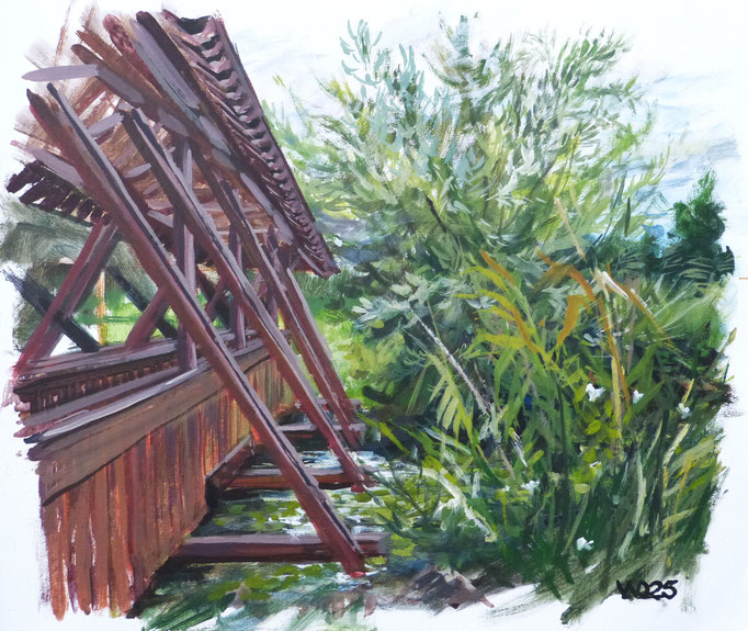 Tuchbleiche Steg Hügelsheim - 46 x 55 cm  Acrylfarbe auf Leinwand  120.00 €