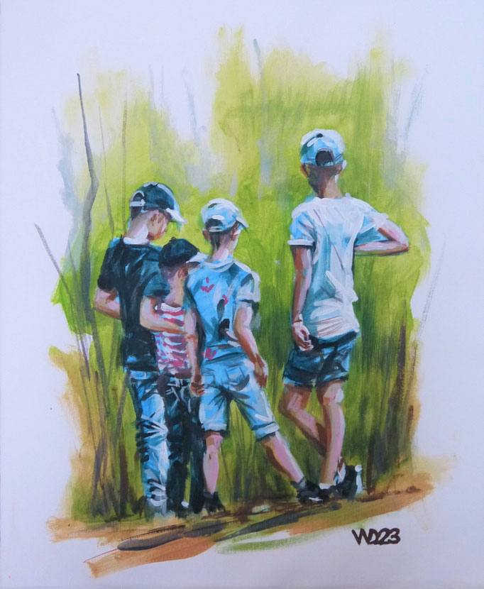 Männer - 44 x 54 cm  Acrylfarbe auf Leinwand   50.00 €