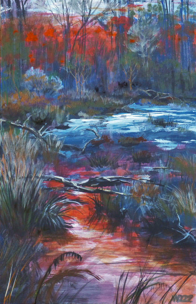 Roter Himmel - 37 x 58 cm  Acrylfarbe, 3mm MDF-Platte  80.00€