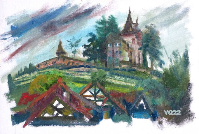 Schloss Rodeck  -  40 x 27 cm  Ölfarbe auf Leinwand   45.00 €