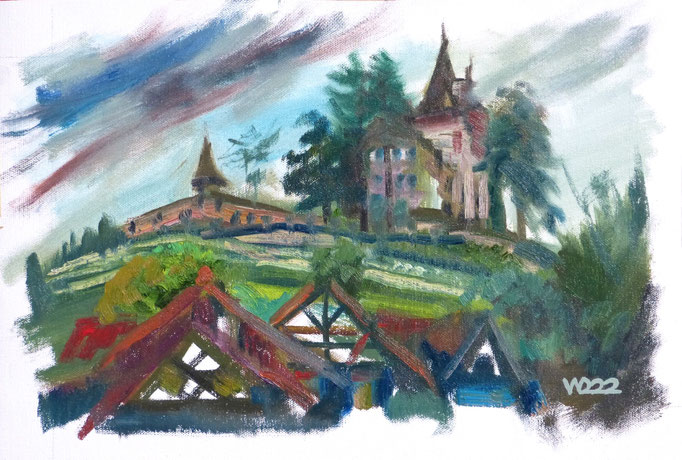 Schloss Rodeck  -  40 x 27 cm  Ölfarbe auf Leinwand   45.00 €