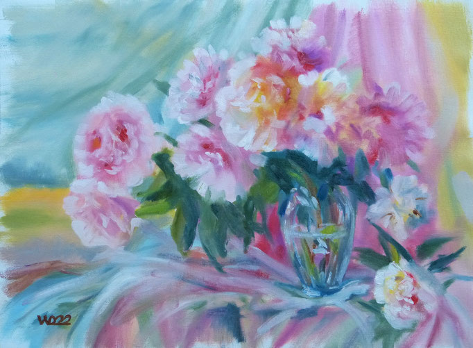 Bouquet pions -  40 x 53 cm  Ölfarbe auf Leinwand   90.00 €