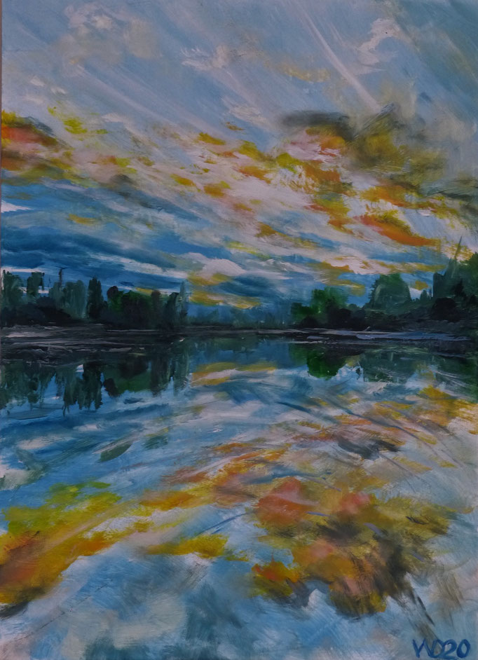 Sunset 14 - 24 x 33 cm  Ölfarbe auf Papier   45.00 €