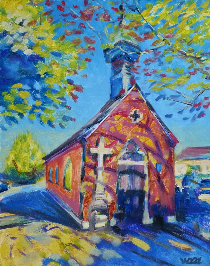 Kirche - 35 x 45 cm  Ölfarbe, 3mm MDF-Platte  90.00€