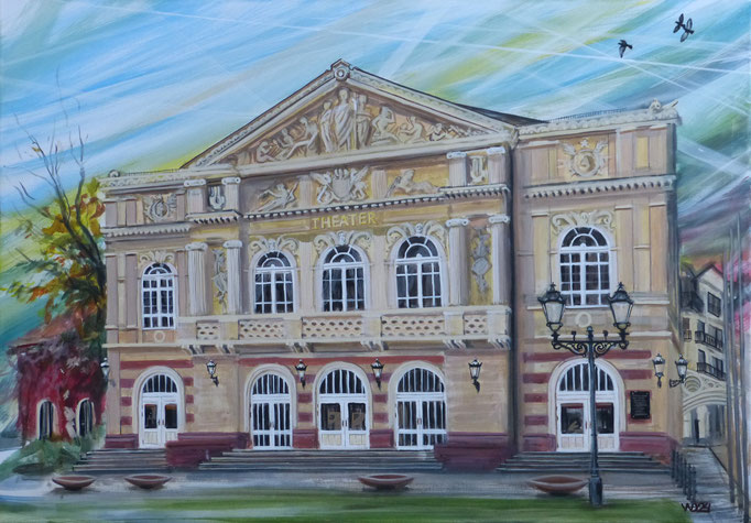 Theater Baden-Baden - 70 x 100cm  Acrylfarbe, Leinwand  800.00 €