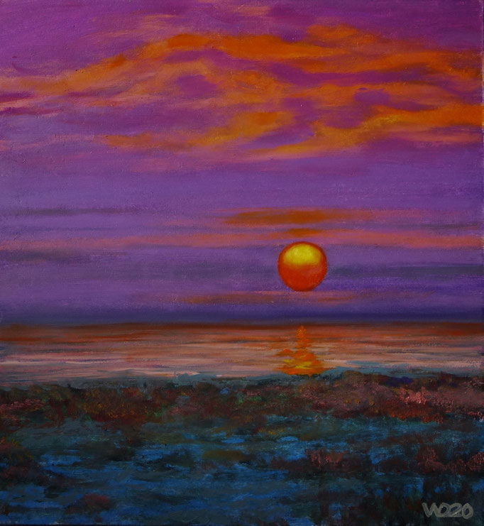 Sunset 2 - 285 x 305 mm  Ölfarbe auf 3mm MDF-Platte   45.00 €