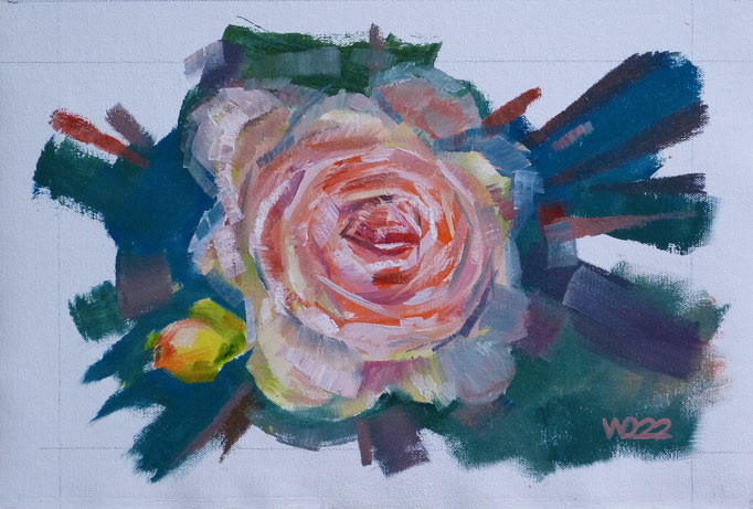 1,5 Rosen abstrakt  -  40 x 27 cm  Ölfarbe auf Leinwand   45.00 €