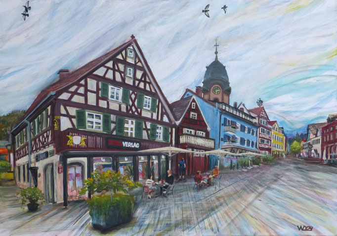 Kohl-Verlag, Hauptstraße, Oberkirch - 70 x 100cm  Acrylfarbe, Leinwand  800.00 €