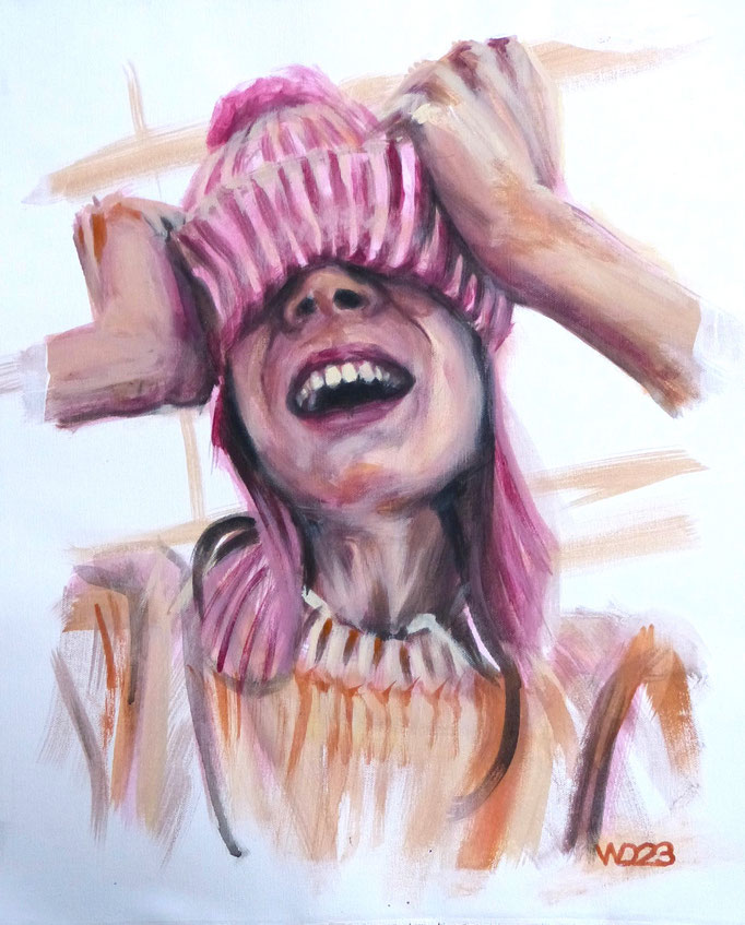 Mütze - 44 x 54 cm   Acrylfarbe auf Leinwand  90.00 €