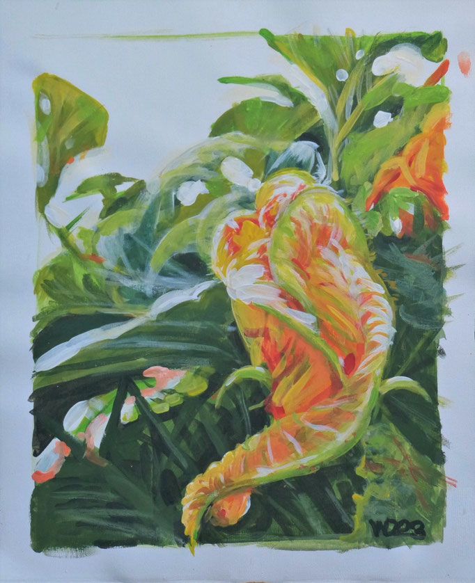 Kürbisblüte - 44 x 54 cm  Acrylfarbe auf Leinwand   60.00 €