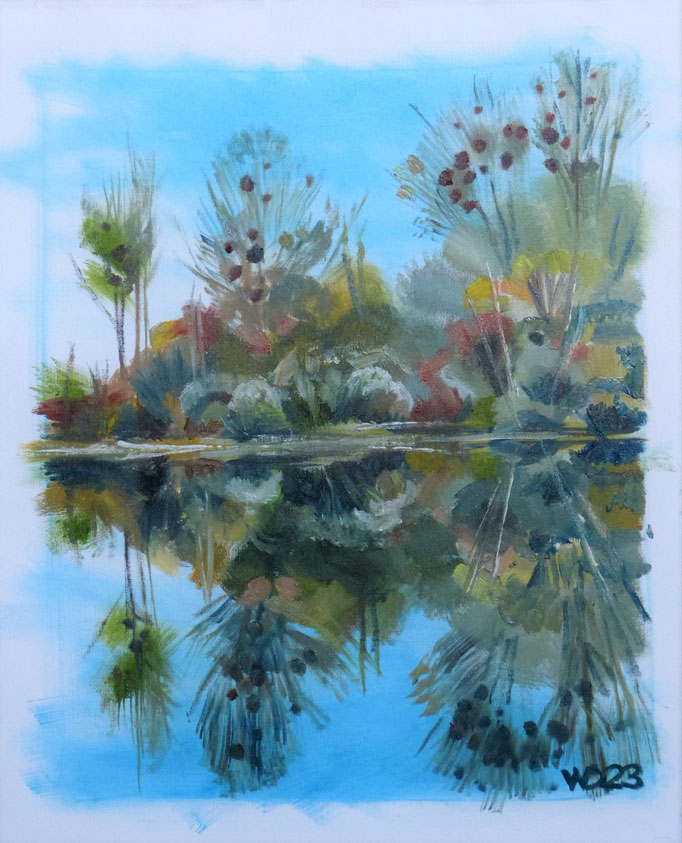 Spiegelung - 44 x 54 cm  Ölfarbe auf Leinwand   80.00 €