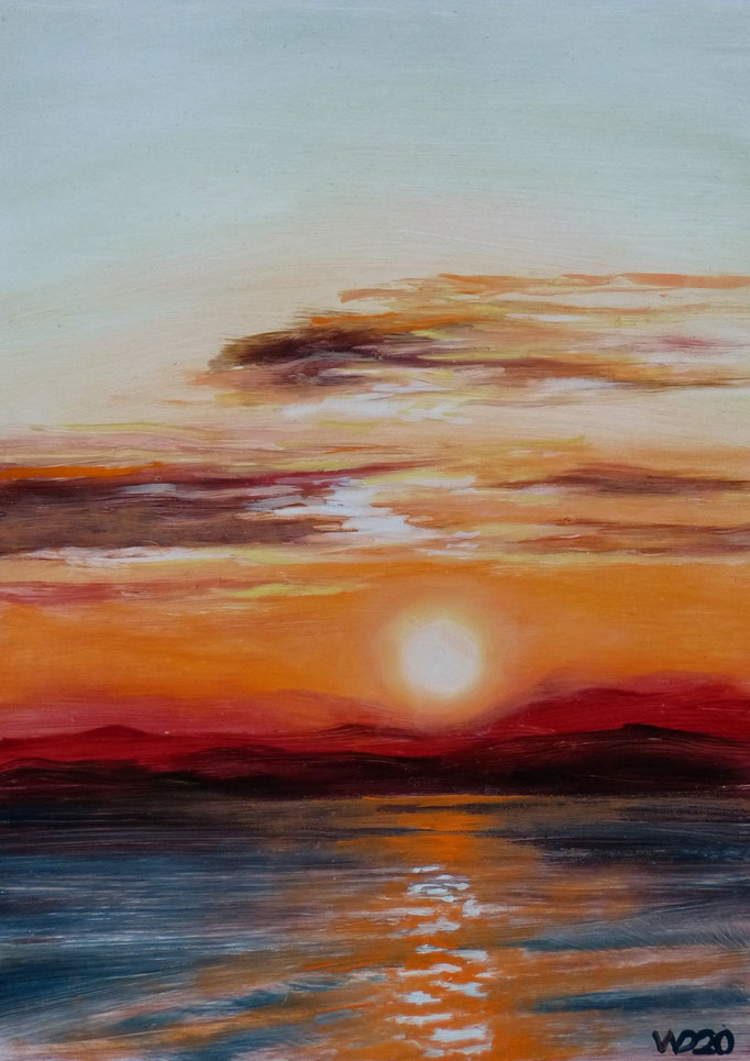 Sunset 72 - 24 x 33 cm  Ölfarbe auf Papier   45.00 €