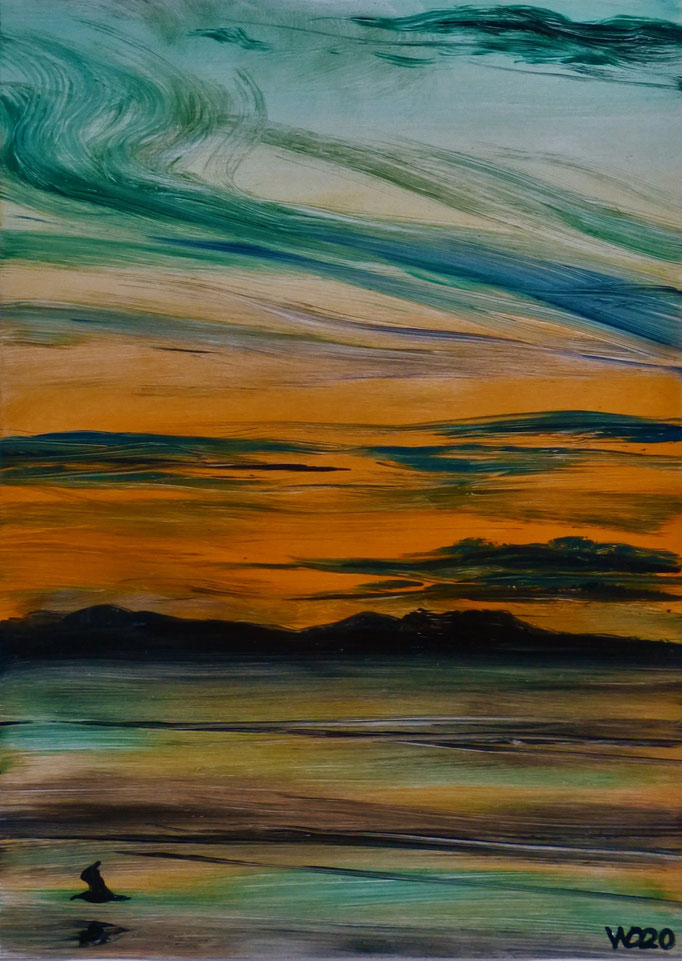 Sunset 76 - 24 x 33 cm  Ölfarbe auf Papier   45.00 €