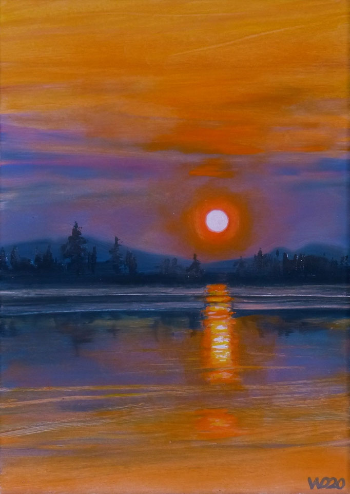Sunset 42 - 24 x 33 cm  Ölfarbe auf Papier   45.00 €
