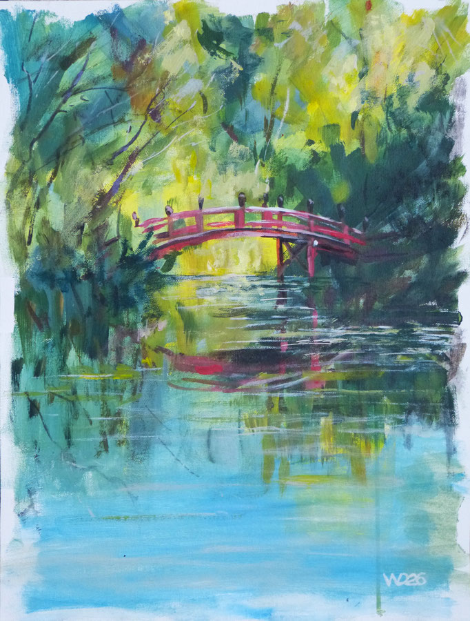 Rote Brücke - 40 x 52 cm  Acrylfarbe auf Leinwand  150.00 €