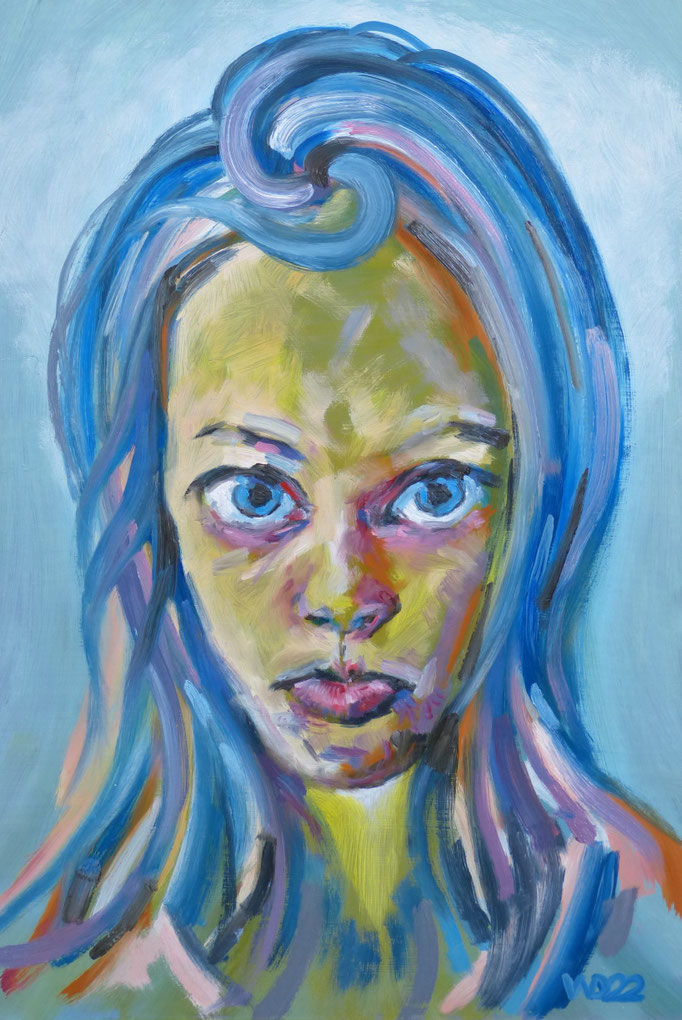Hulk's daughter - 39 x 57 cm  Ölfarbe auf 3mm MDF-Platte    80.00 €