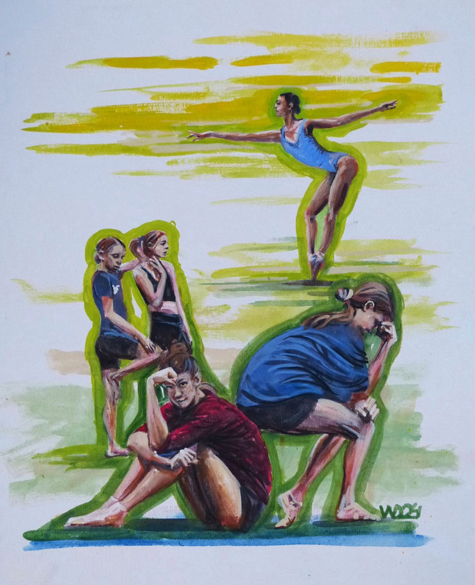 Gymnastik - 44 x 54 cm   Acrylfarbe auf Leinwand  130.00 €