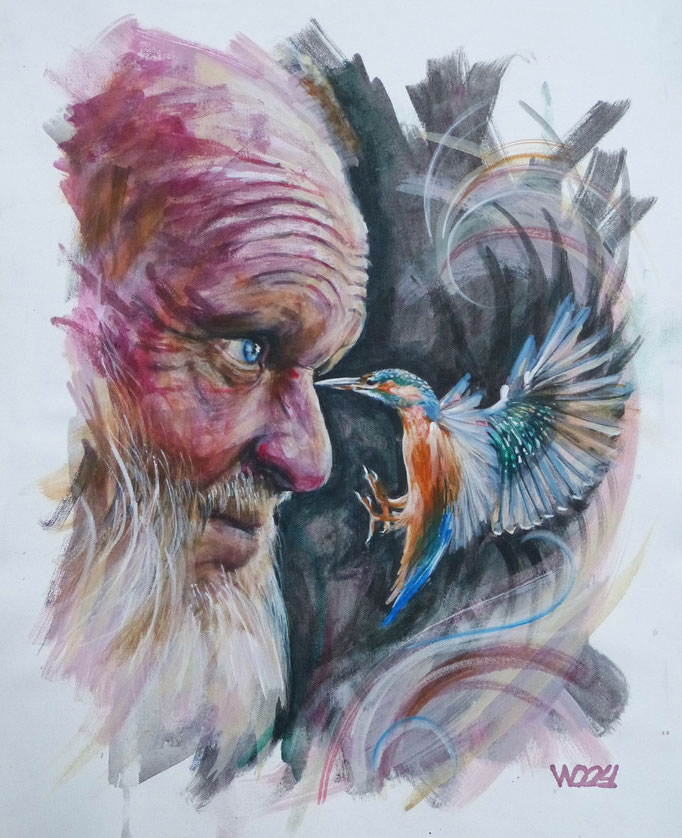Konfrontation - 44 x 54 cm   Acrylfarbe auf Leinwand  150.00 €