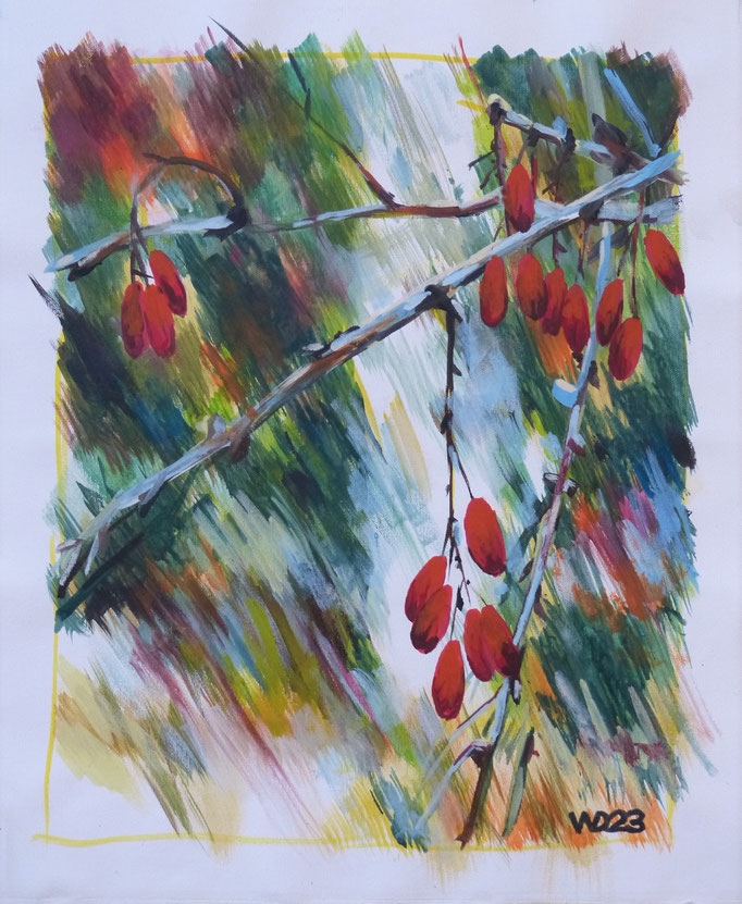  Berberitze - 44 x 54 cm  Acrylfarbe auf Leinwand   70.00 €
