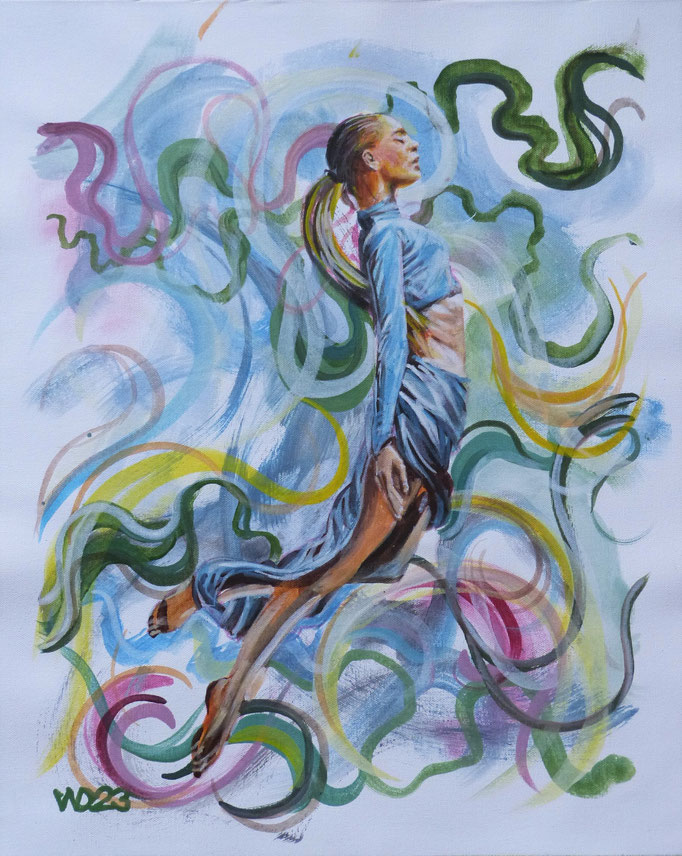 Sprung - 44 x 54 cm  Acrylfarbe auf Leinwand   70.00 €