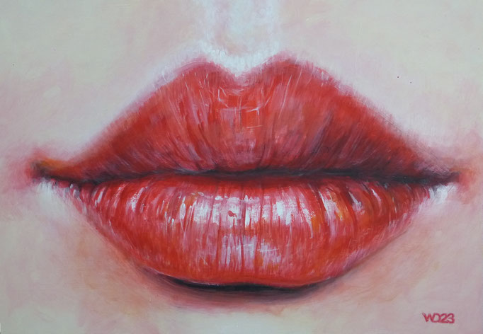 Lippen -  47 x 67 cm  Acrylfarbe auf Kunststoff  130€